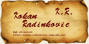 Kokan Radinković vizit kartica